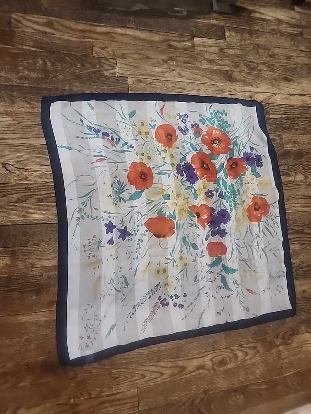 Vintage 1980s Bershire Scarf 30x30" Made in Italy Vibrant Floral Polyester